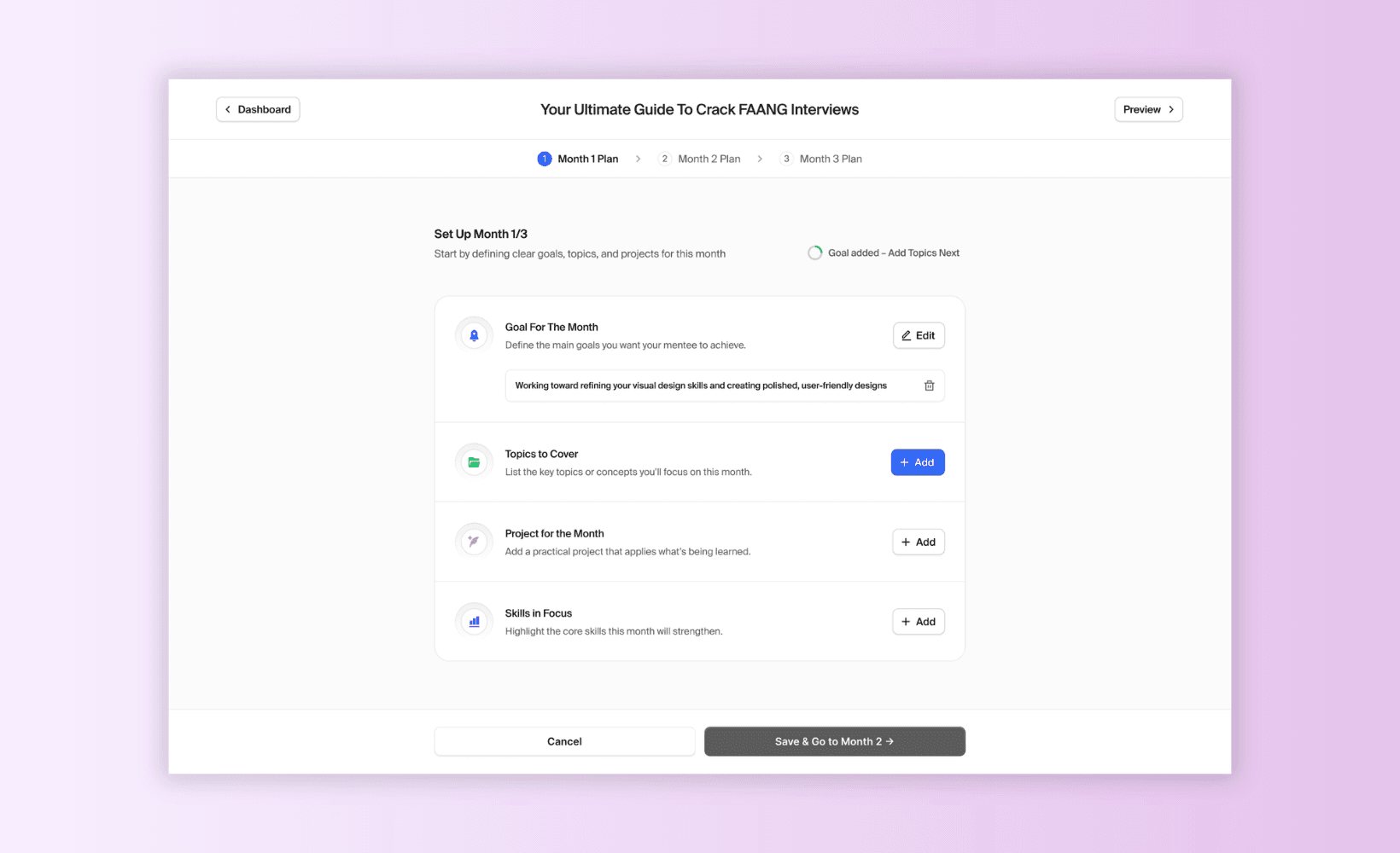 Mentorship Plan Builder case study
