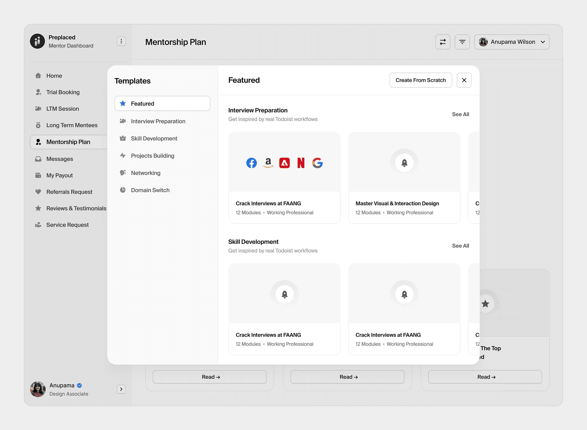 Template Selection Modal