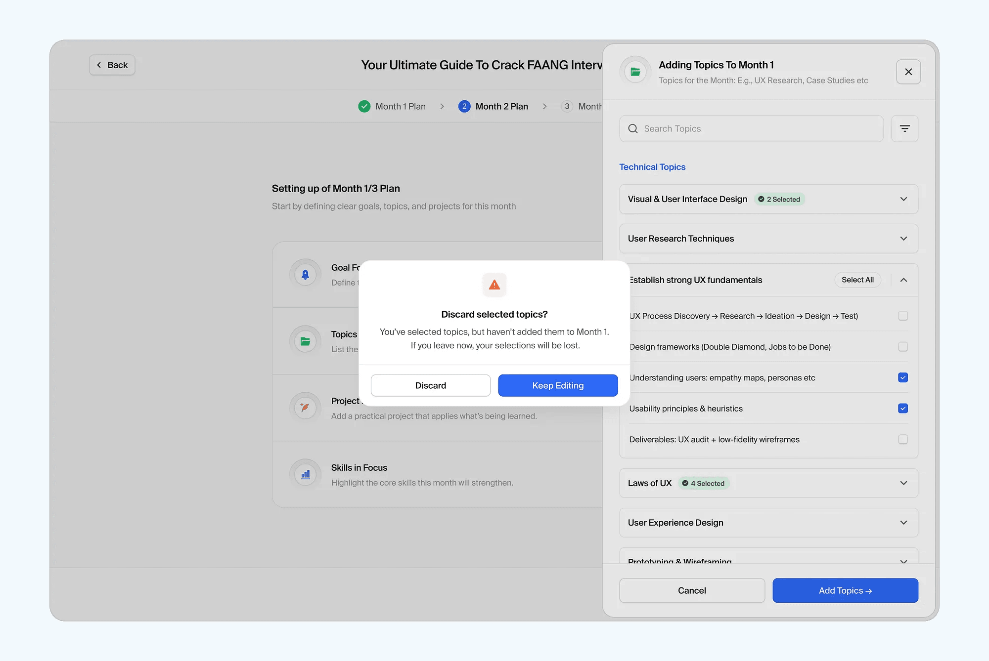 Unsaved selections: Preventing accidental data loss.